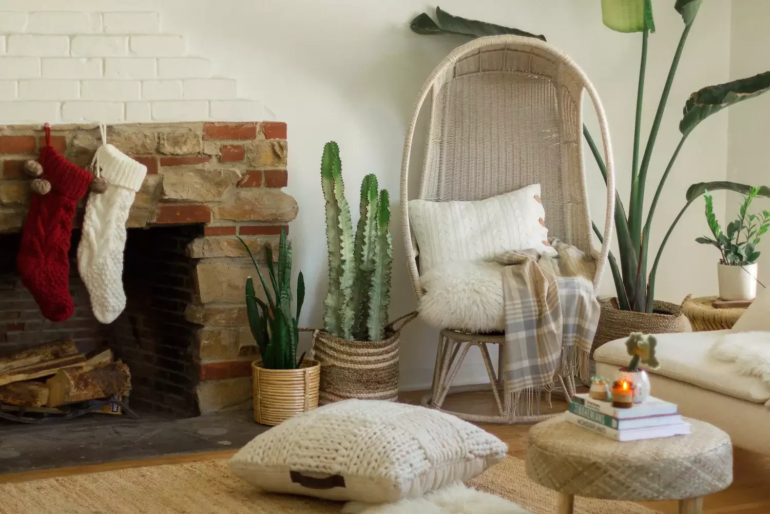 Two-Tone Brick Fireplace