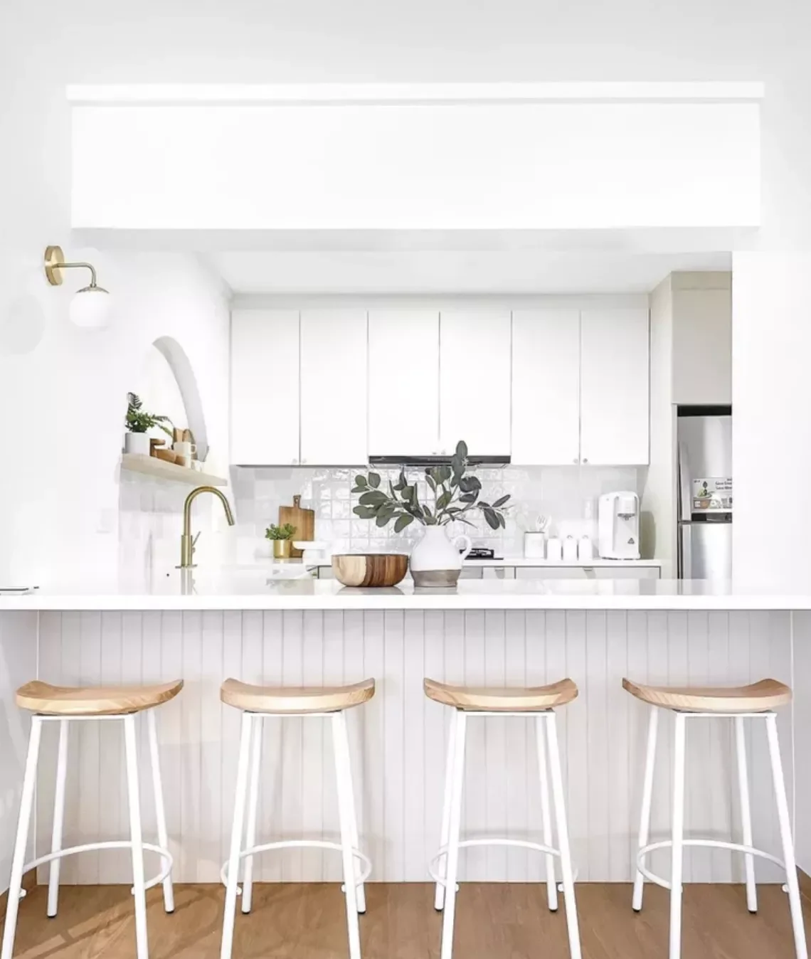 White and Gold Kitchen With Clean Lines