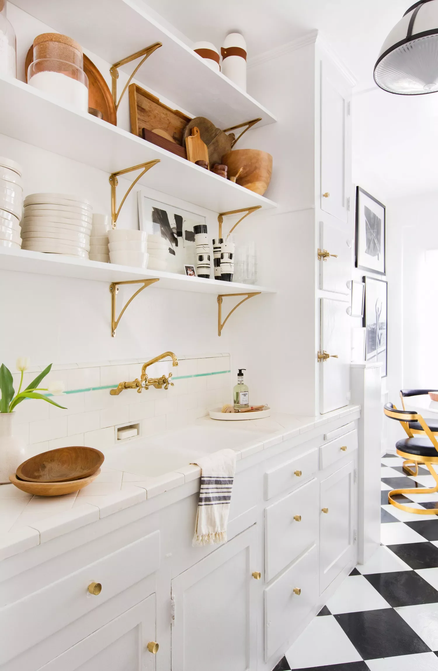 White and Gold Kitchen With Old Hollywood Glam