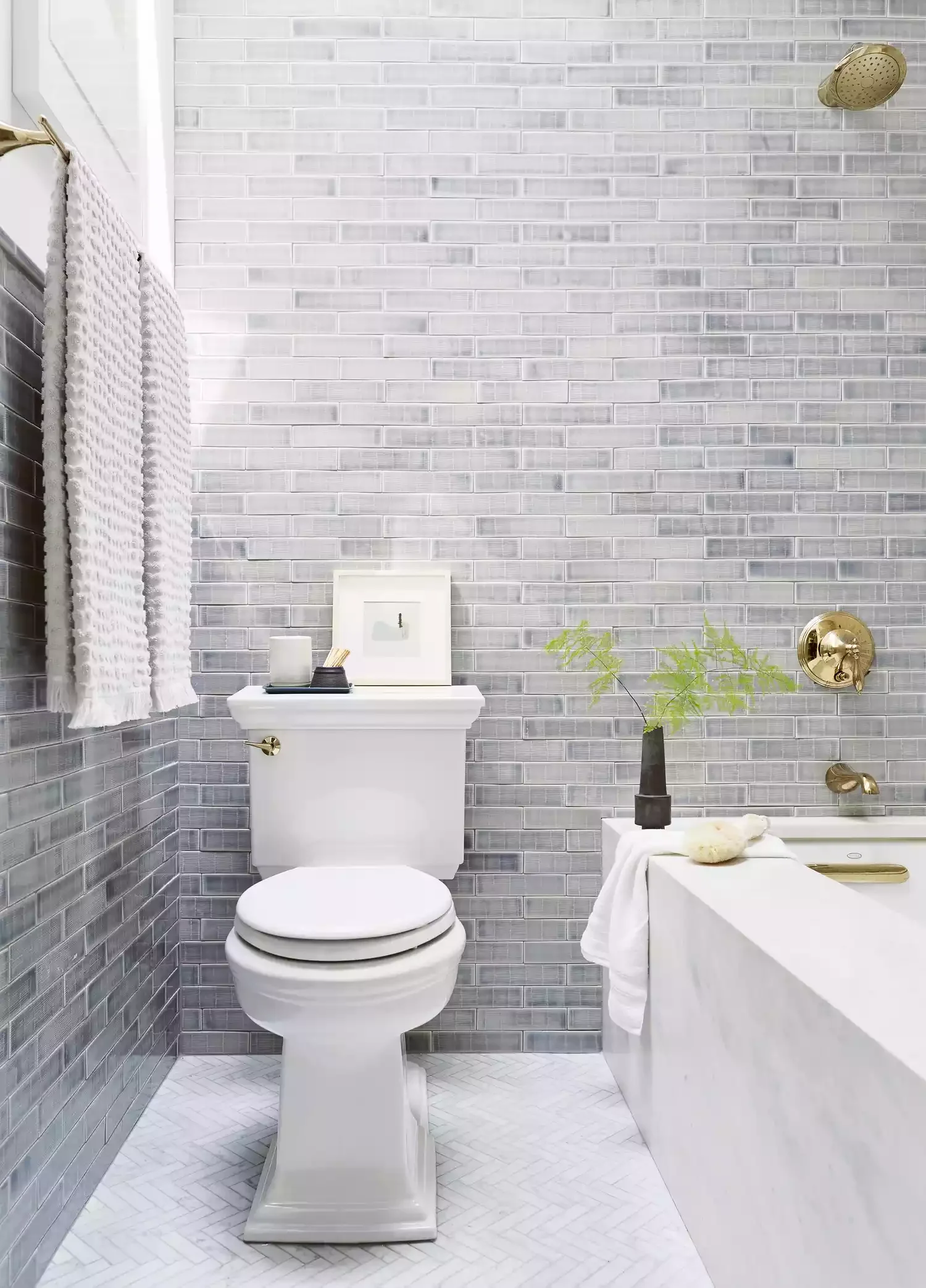 Whitewashed Brick Neutral Bathroom