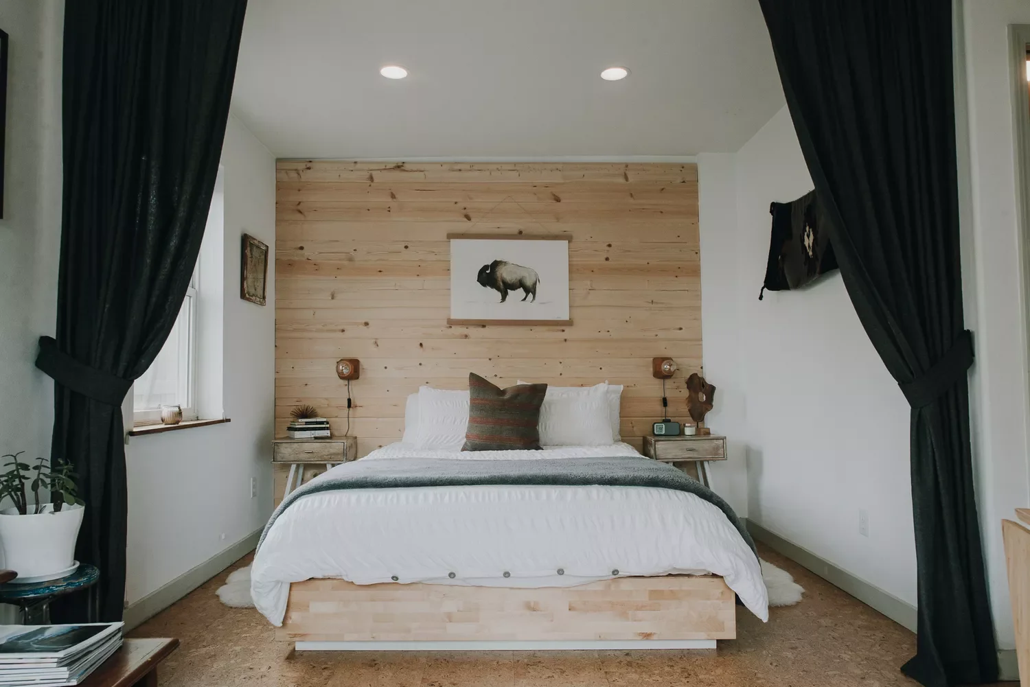 Wood Accent Bed Wall