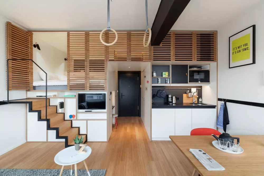 Wood Slat Loft Bedroom